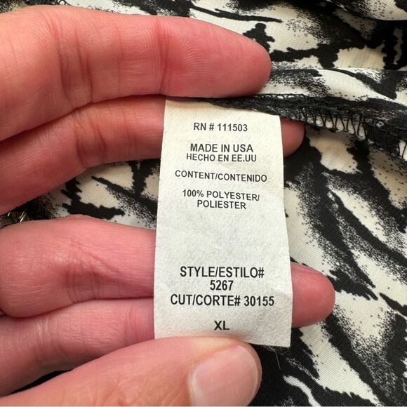 Lily White Women's Lightweight Open Cardigan Abstract White Black XL Extra Large - Picture 8 of 13